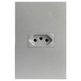 Conjunto Tomada 20a Horizontal 4x2 - RECTA PRATA SATIN FOSCO